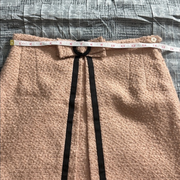Anthropologie Odille Textured Wool Pale Pink Skirt With Bow Size 10 - Picture 8 of 9